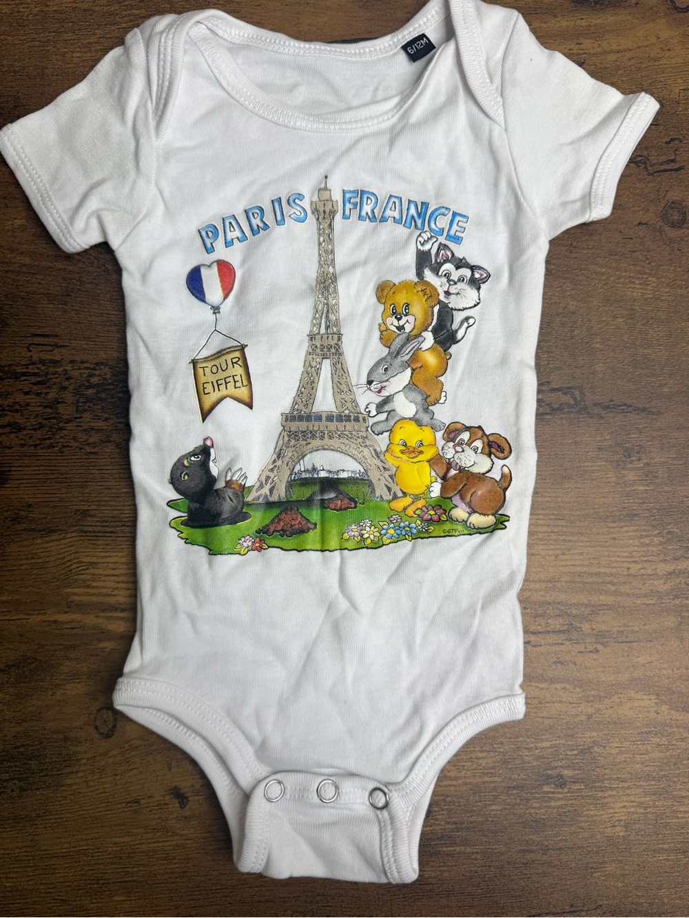 ⭐️5 for $20⭐️ White 'Paris France' Eiffel Tower Kids Onesie 6-12M